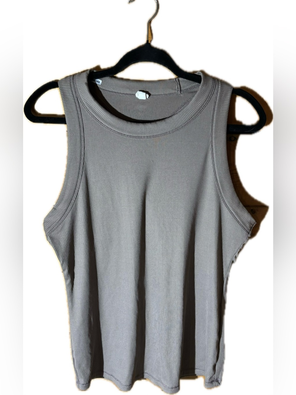 90 Degree By Reflex Beige Ribbed Racerback Tank Top